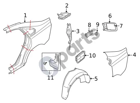 Volvo S40 galinis sparnas (1) – schema