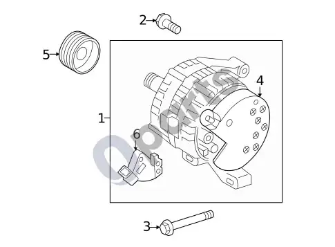 Volvo S40 generatorius ir susiję komponentai – schema