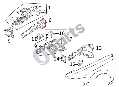 Volvo S40 sparnai (1) – schema