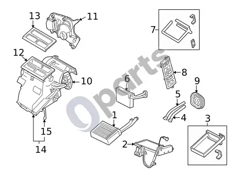 Volvo S40 oro kondicionieriaus radiatorius ir garintuvas (1) – schema