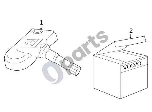 Volvo S40 padangų slėgio kontrolės komponentai – schema