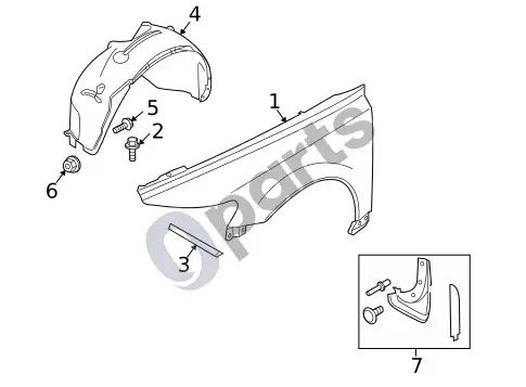 Volvo S40 sparnas ir komponentai – schema