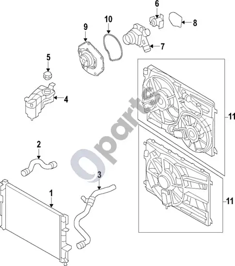 Volvo S60 aušinimo sistema (1) – schema