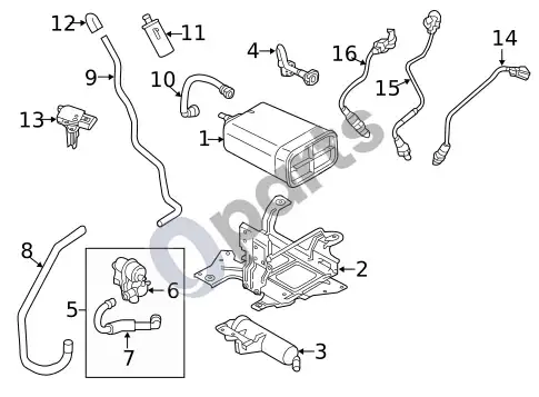 Volvo S60 laikikliai, flanšai ir kablys – schema