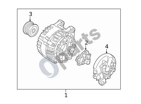 Volvo S60 generatorius ir susiję komponentai – schema