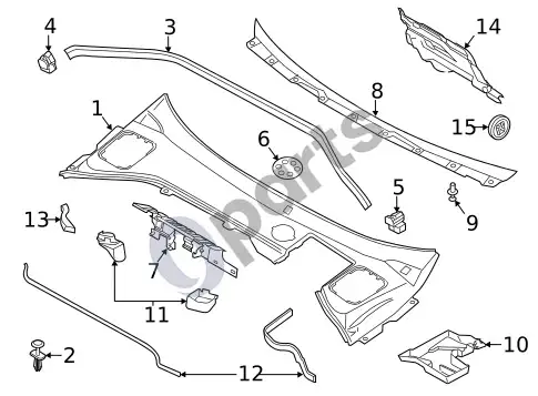 Volvo S60 tarpikliai ir sandarinimo sistemos (1) – schema
