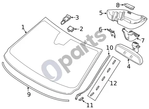Volvo S60 stiklai, langai ir susiję komponentai (1) – schema