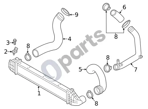 Volvo S60 tarpinis aušintuvas – schema