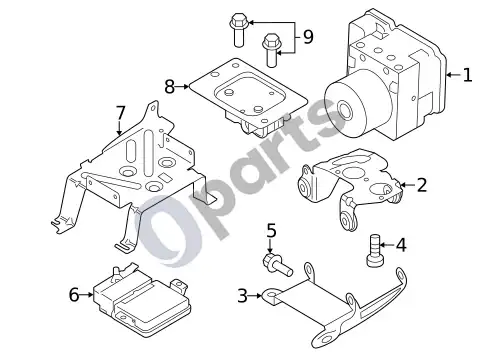 Volvo S60 ABS komponentai – schema