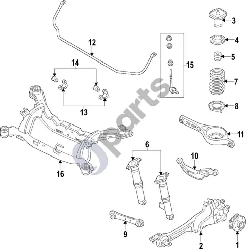 Volvo S60 galinė pakaba (1) – schema