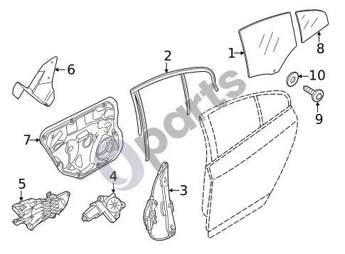Volvo S60 stiklai, langai ir susiję komponentai (1) – schema