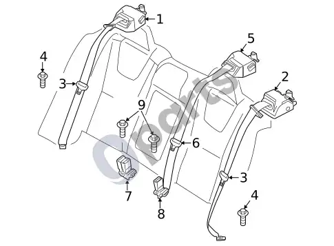 Volvo S60 saugos diržas (1) – schema