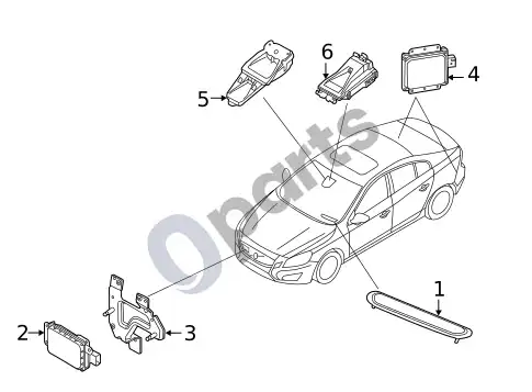 Volvo S60 įspėjimo apie eismo juostos kirtimą sistema (1) – schema