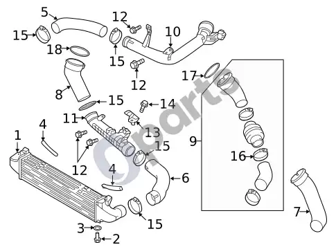 Volvo S60 tarpinis aušintuvas – schema