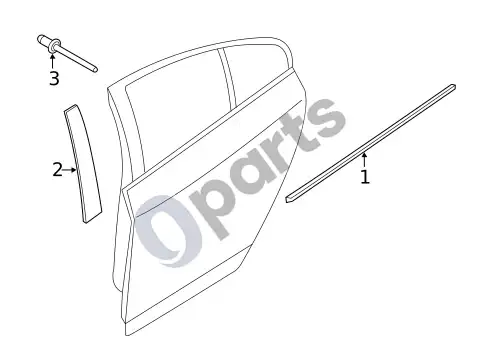 Volvo S60 išorinė apdaila - galinės durys – schema