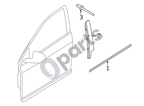 Volvo S60 išorinė apdaila - priekinės durys – schema