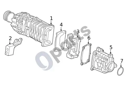 Volvo S60 kompresorius ir komponentai (1) – schema