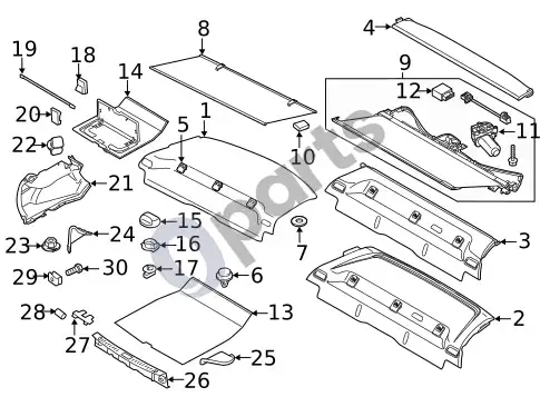 Volvo S60 krovinių dėžė – schema