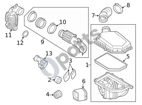 Volvo S60 oro įsiurbimas (1) – schema