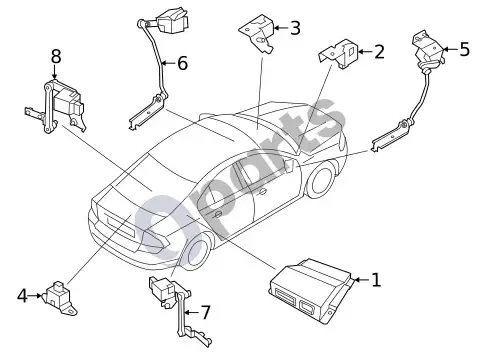 Volvo S60 pakabos valdymo komponentai – schema