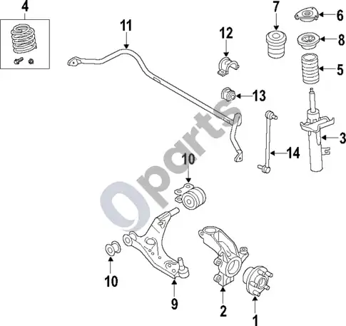 Volvo S60 priekinė pakaba – schema