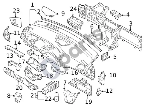 Volvo S60 jungikliai, solenoidai ir vykdikliai – schema