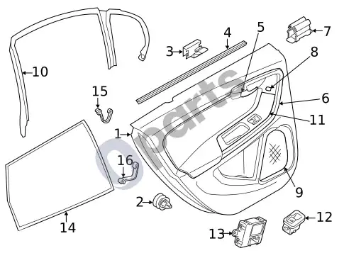 Volvo S60 salono apdaila – galinės durys – schema