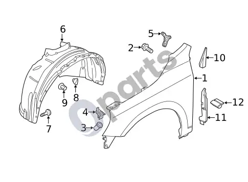 Volvo S60 sparnas ir komponentai – schema