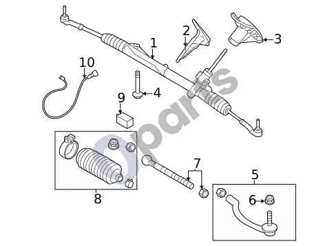 Volvo S60 vairo mechanizmas ir trauklės (1) – schema