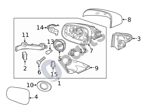 Volvo S60 veidrodėliai – schema