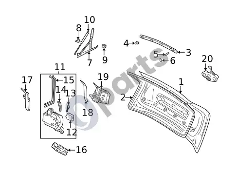 Volvo S60 bagažinė (2005 2 4) – schema