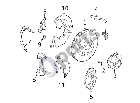 Volvo S60 priekiniai stabdžiai (2005 2 4) – schema