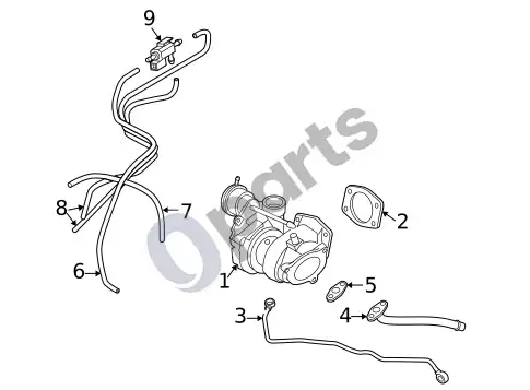 Volvo S60 turbokompresorius, kompresorius ir dinaminio pripūtimo sistema (1, 2005 2 4) – schema