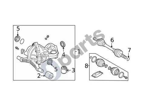 Volvo S60 ašis ir diferencialas (1) – schema