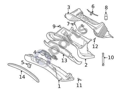Volvo S60 daiktadėžė – schema
