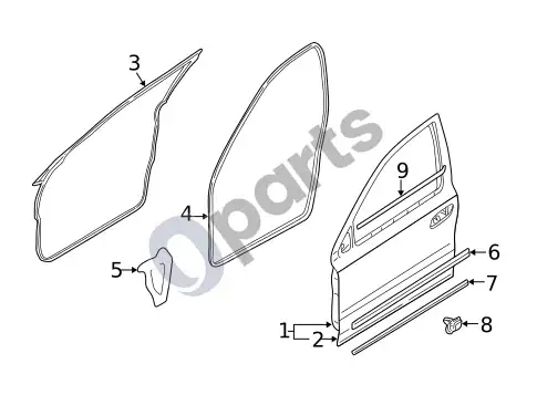 Volvo S60 durys ir komponentai (1) – schema