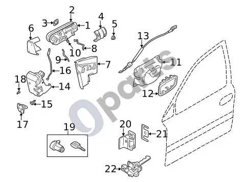 Volvo S60 durys – schema