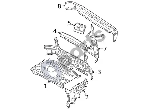 Volvo S60 galinė kėbulo dalis – schema