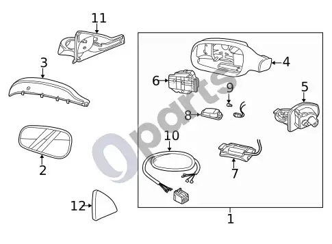 Volvo S60 išoriniai veidrodėliai – schema