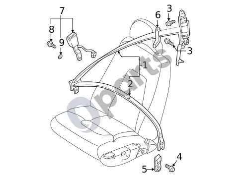 Volvo S60 priekiniai saugos diržai – schema