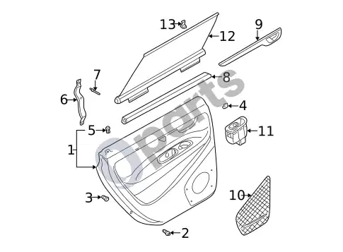 Volvo S60 salono apdaila – galinės durys – schema