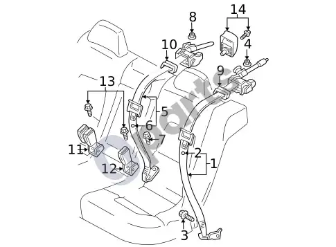 Volvo S60 saugos diržas (1) – schema