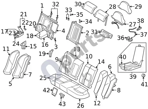 Volvo S60 sėdynės (1) – schema