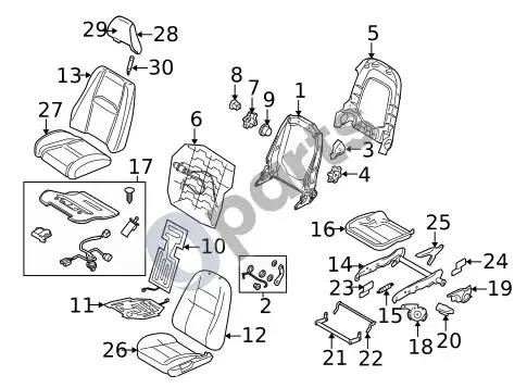 Volvo S60 šildomos sėdynės (1) – schema