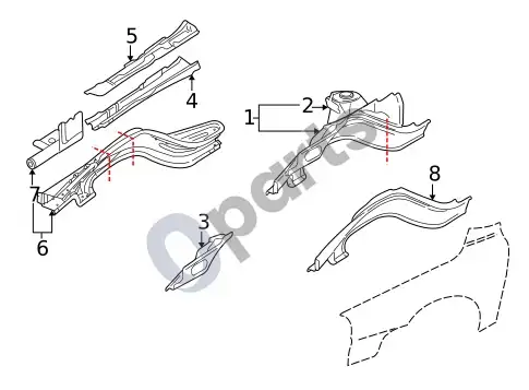 Volvo S60 sparnai (1) – schema