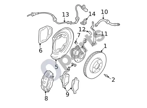 Volvo S60 stabdžių komponentai (1) – schema