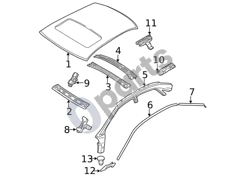Volvo S60 stogas ir komponentai – schema