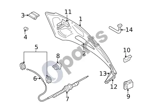 Volvo S60 variklio dangtis – schema
