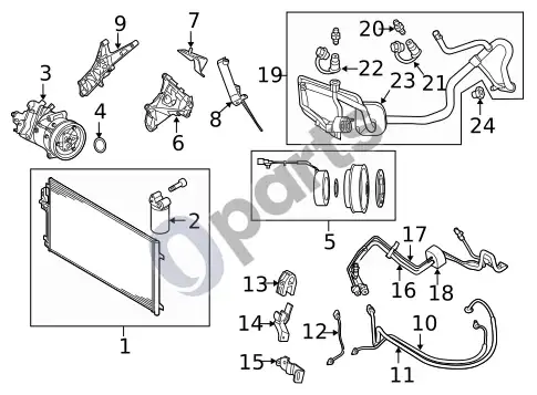 Volvo XC60 oro kondicionieriaus sankaba ir kompresorius (2014 3 2) – schema