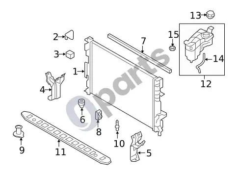 Volvo XC60 radiatorius ir komponentai (1, 2014 3 2) – schema